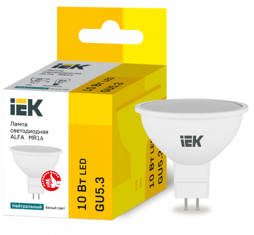 Лампа светодиодная ALFA MR16 софит 10Вт 230В 4000К GU5,3 IEK