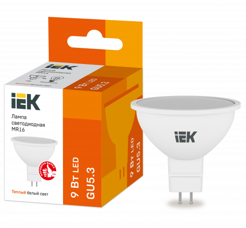 IEK Лампа LED MR16 софит 9Вт 230В 3000К GU5.3