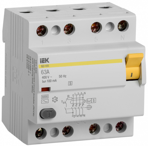 IEK Выключатель дифференциальный ВД1-63S 4Р 63А 100мА
