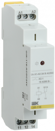 IEK ONI Промежуточное реле OIR 1 контакт (16А) 24 В AC/DC