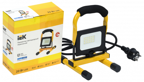 IEK Прожектор LED СДО 06-20П переносной 6500К IP65 черный