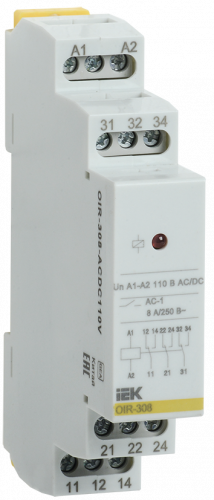 IEK ONI Промежуточное реле OIR 3 контакта (8А) 110В AC/DC