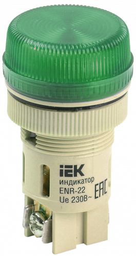 IEK Лампа ENR-22 сигнальная d22мм зеленый неон/240В цилиндр