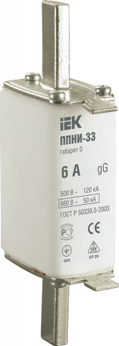 IEK Плавкая вставка предохранителя ППНИ-33, габарит 0, 6А