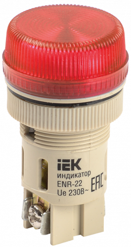 IEK Лампа ENR-22 сигнальная d22мм красный неон/240В цилиндр