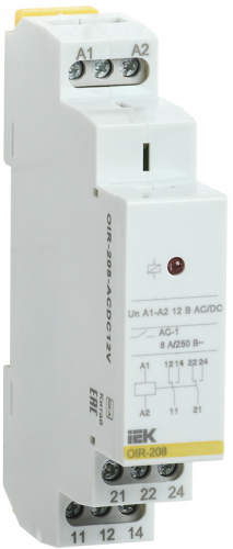 IEK ONI Промежуточное реле OIR 2 контакта (8А) 12 В AC/DC