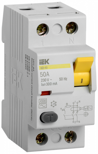 IEK Выключатель дифференциальный ВД1-63 (УЗО) 2Р 50А 300мА