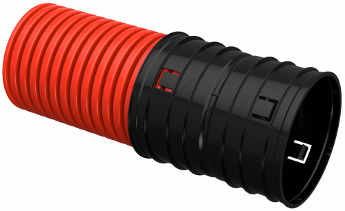 Труба гофрированная двустенная ПНД d=160мм красная жесткая (6м) IEK