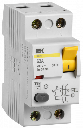 IEK Выключатель дифференциальный ВД1-63 (УЗО) 2Р 63А 30мА