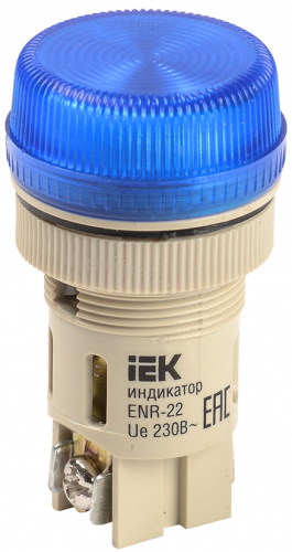 IEK Лампа ENR-22 сигнальная d22мм синий неон/240В цилиндр