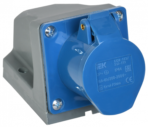 IEK Розетка 113 стационарная 2Р+РЕ 16А 220В IP44